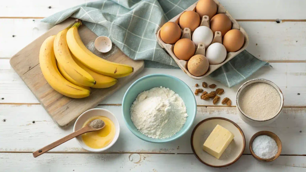 Banana Bread Ingredients Setup