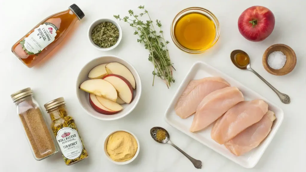 Ingredients for apple and honey-glazed chicken tenders recipe