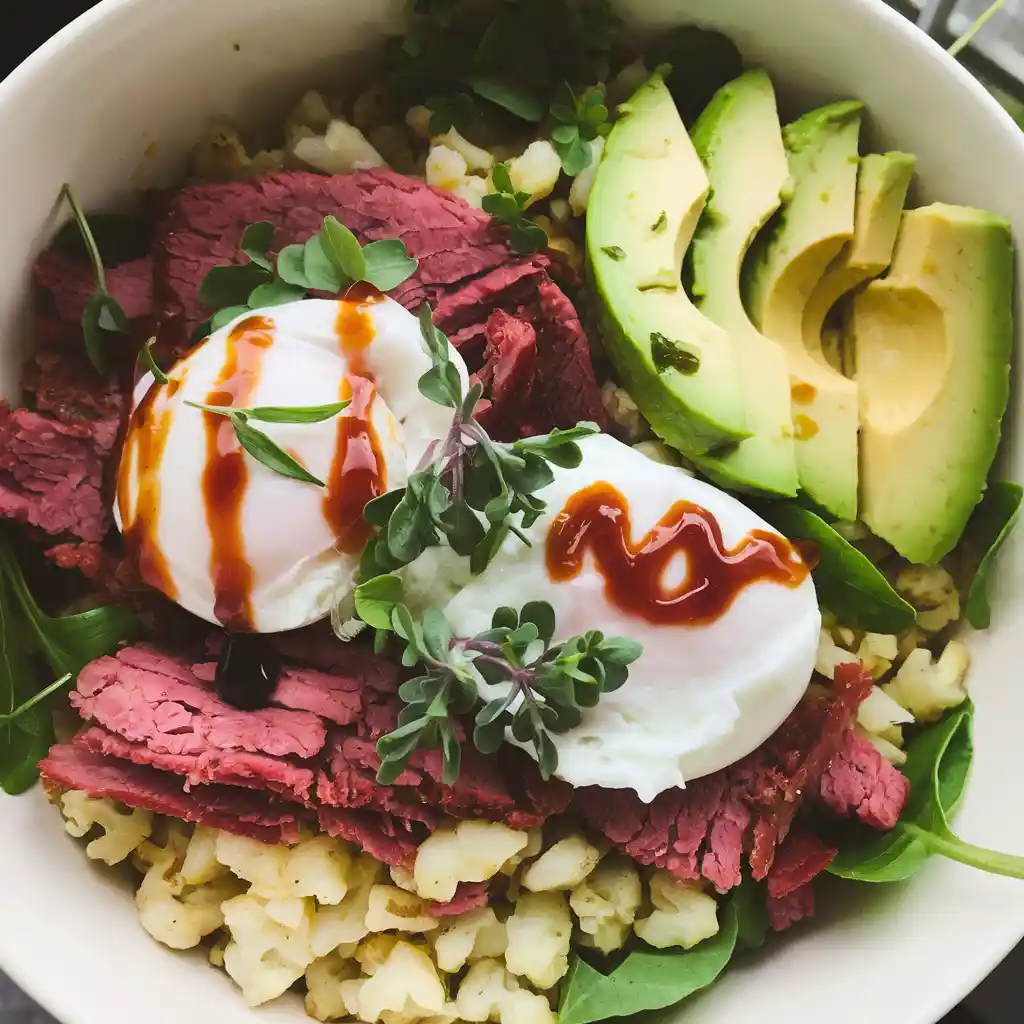 Low-Carb Breakfast Bowl with Corned Beef