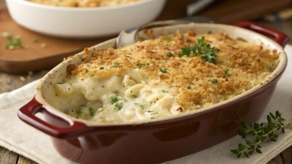 Cheesy Acini De Pepe Casserole With Golden Breadcrumb Topping