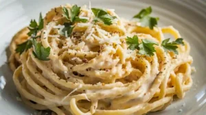 A mixing bowl with whipped heavy cream forming stiff peaks.