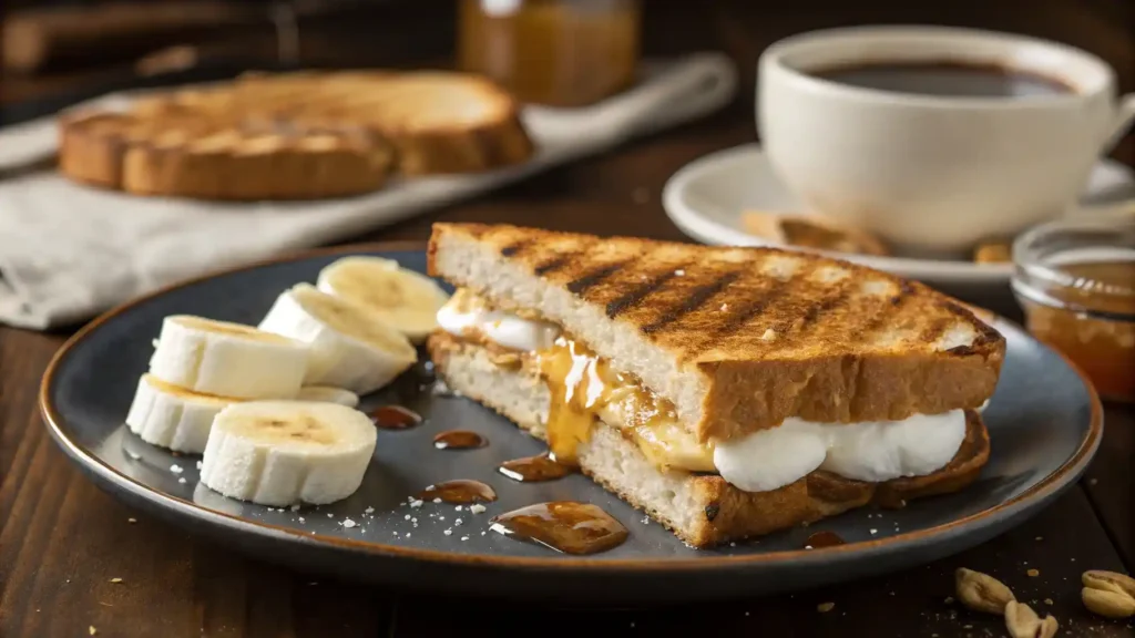 Grilled Fluffernutter Sandwich With Melted Peanut Butter And Fluff