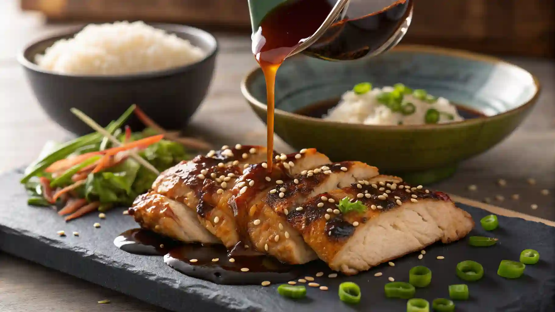 Thick Asian Teriyaki Sauce On Grilled Chicken